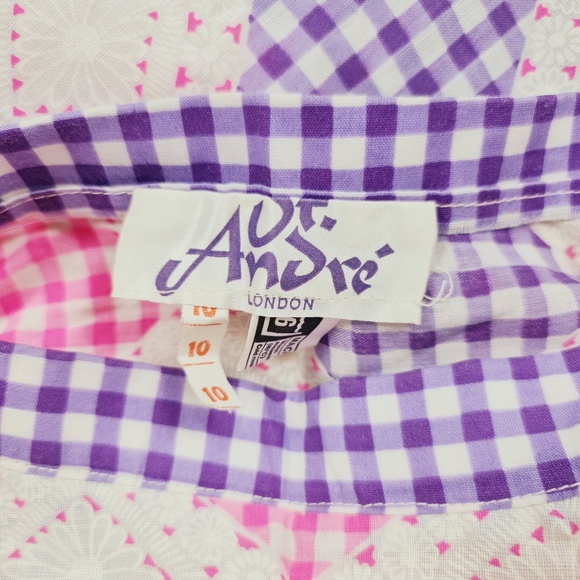 Vtg St. Andre London Pink Purple White Pattern Flare Skirt Sz 10 Zip - Picture 4 of 5